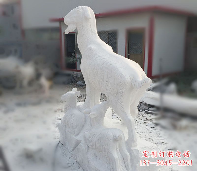 泰州三羊开泰石雕动物摆件,让你的家中充满招财运