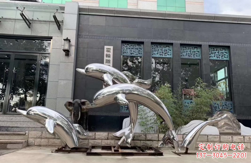 泰州高端定制不锈钢海豚雕塑