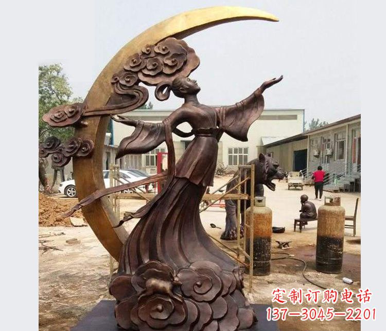泰州中领雕塑:精美嫦娥月亮铜雕