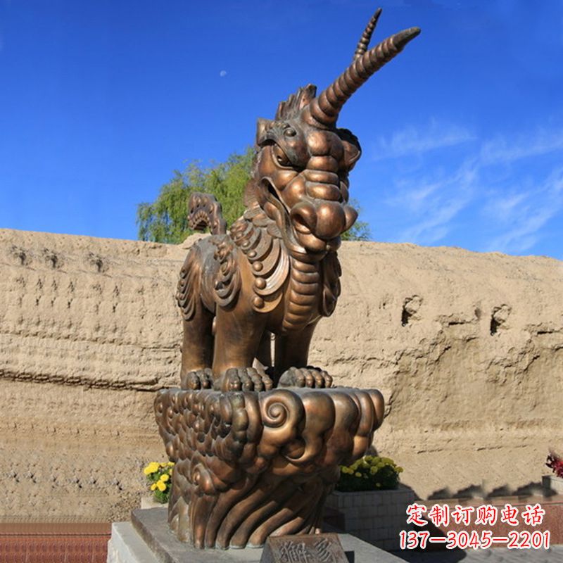 泰州神兽獬豸古铜雕塑摆件