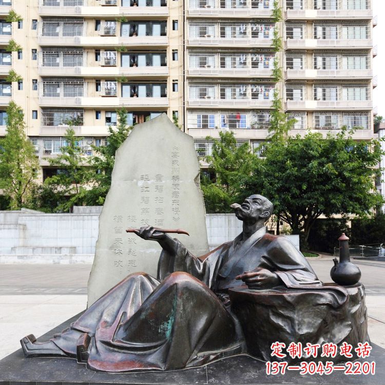 泰州尊贵古朴的古代诗人情景雕塑——杜甫雕塑