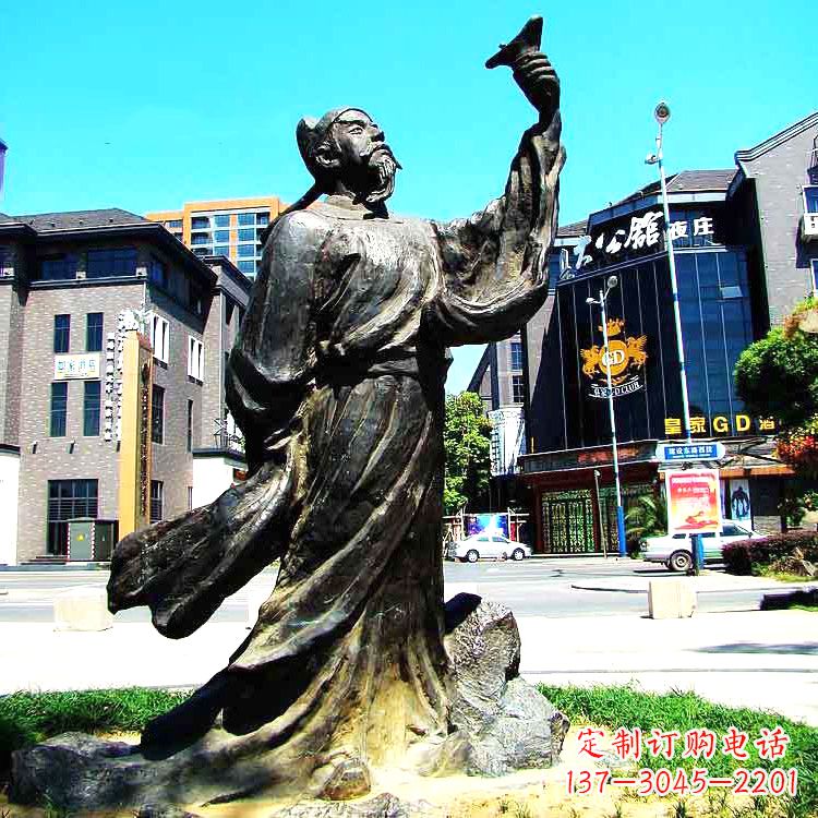 泰州经典再现-李白铜雕塑