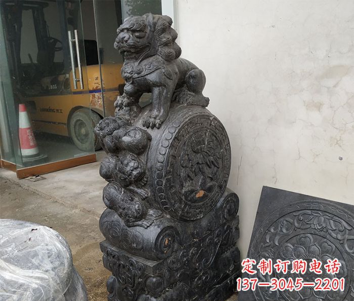 泰州狮子抱鼓石仿古石门墩 (2)