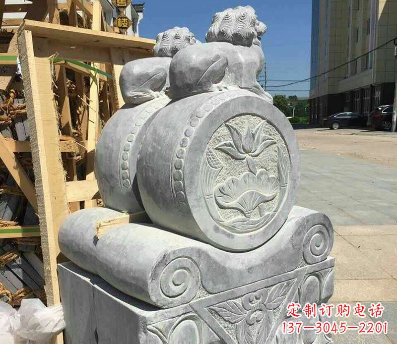 泰州狮子抱鼓石仿古石门墩石雕 (2)