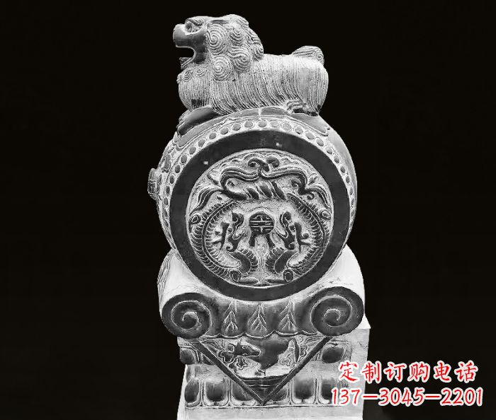 泰州中领雕塑狮子石抱鼓仿古石门墩