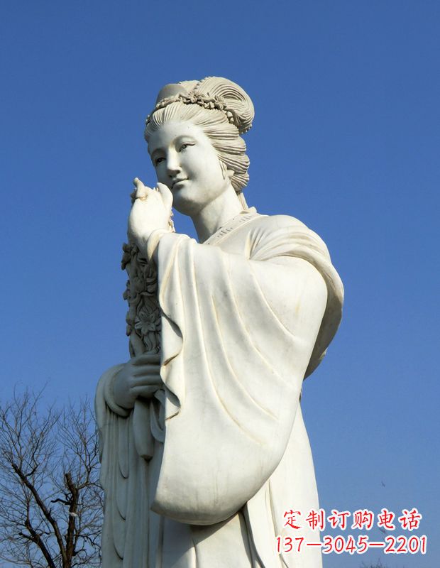 泰州十二花神之三月桃花息夫人汉白玉精美美女雕像