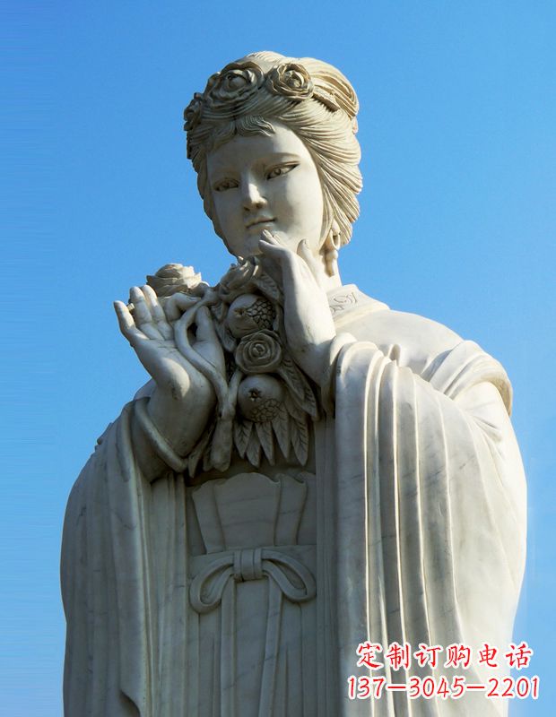 泰州石榴之美——十二花神之五月石榴李氏汉白玉古代美女雕像