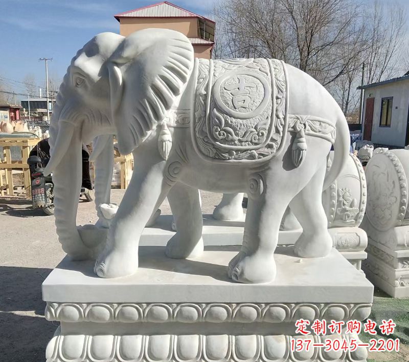 泰州中领雕塑精美石材大象雕塑