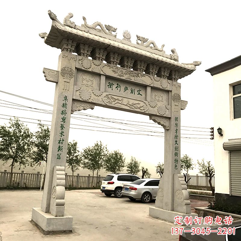 泰州欣赏古老石材牌坊雕塑