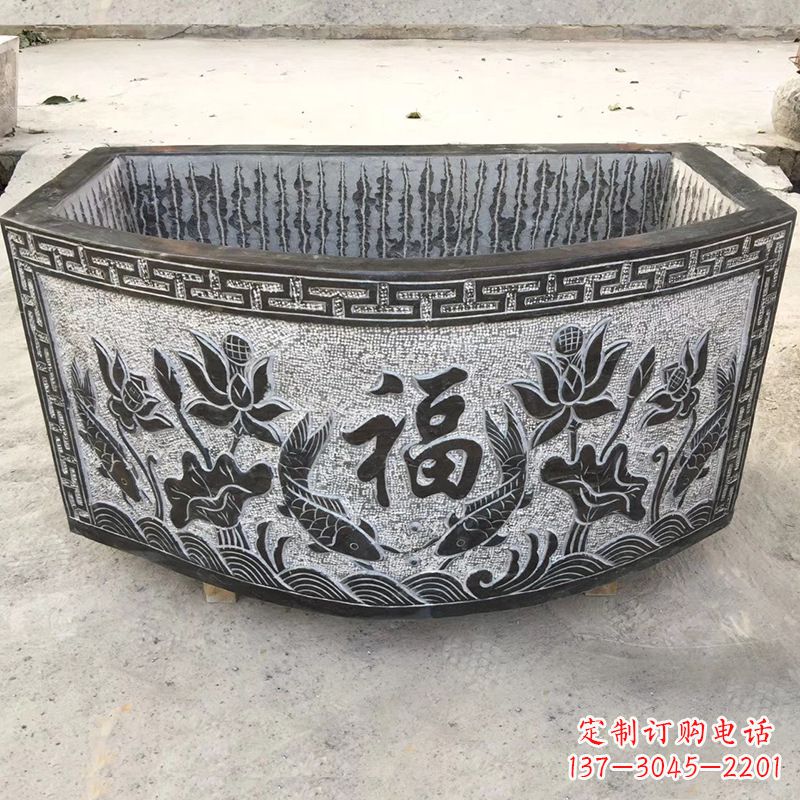 泰州欣赏自然美景,石槽养鱼缸静谧雕塑
