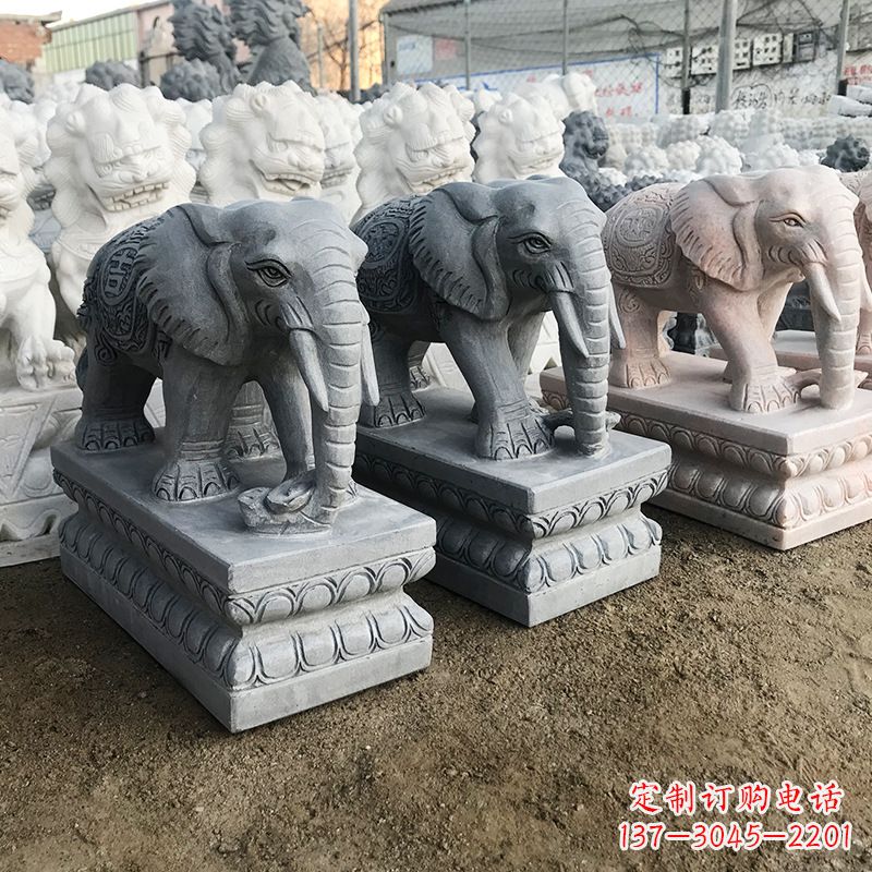 泰州石雕 大象喷水