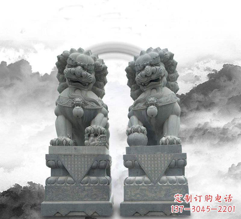 泰州石雕大理石狮子雕塑——定制精品雕塑