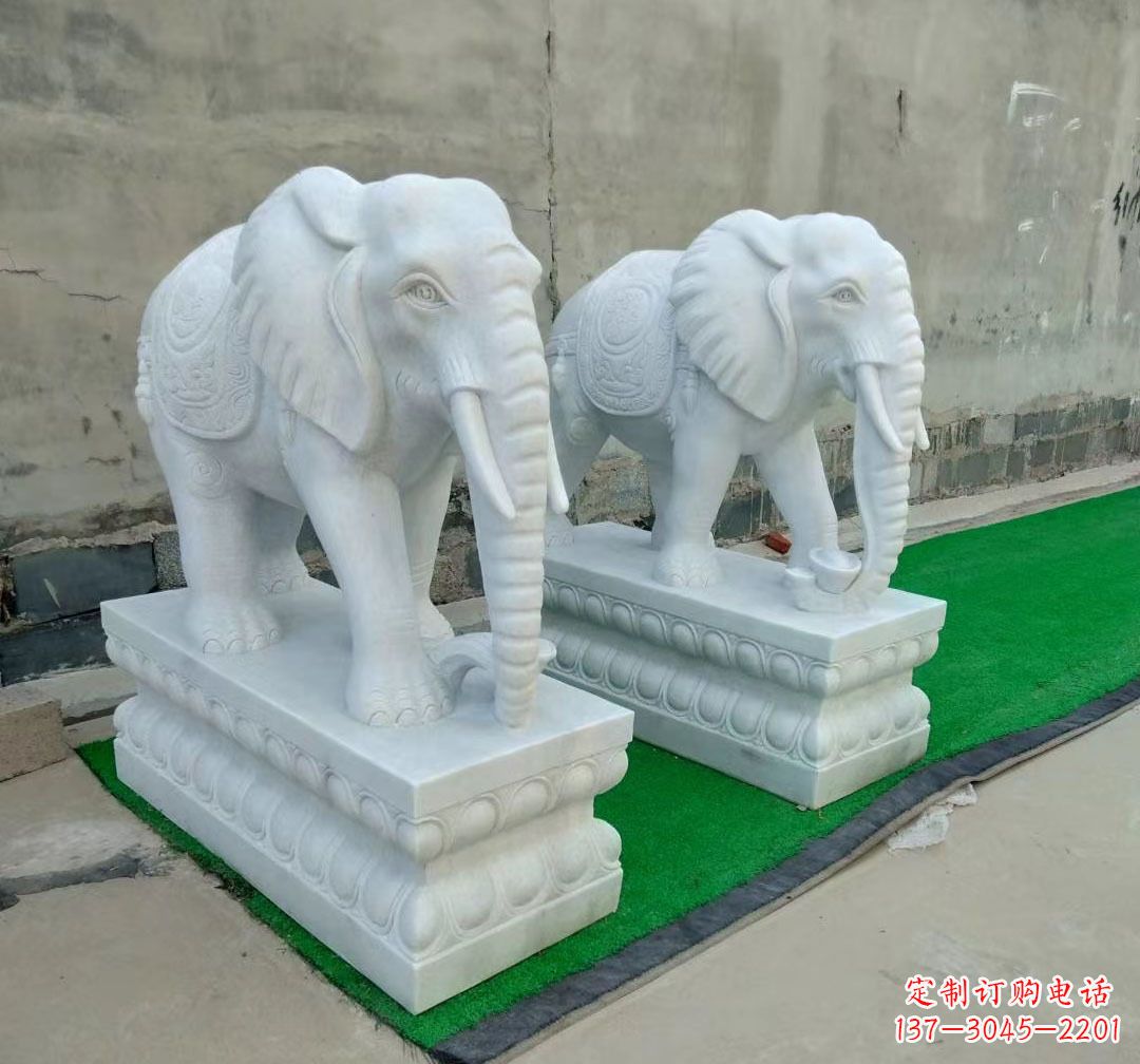 泰州中领雕塑:精美大象汉白玉雕塑