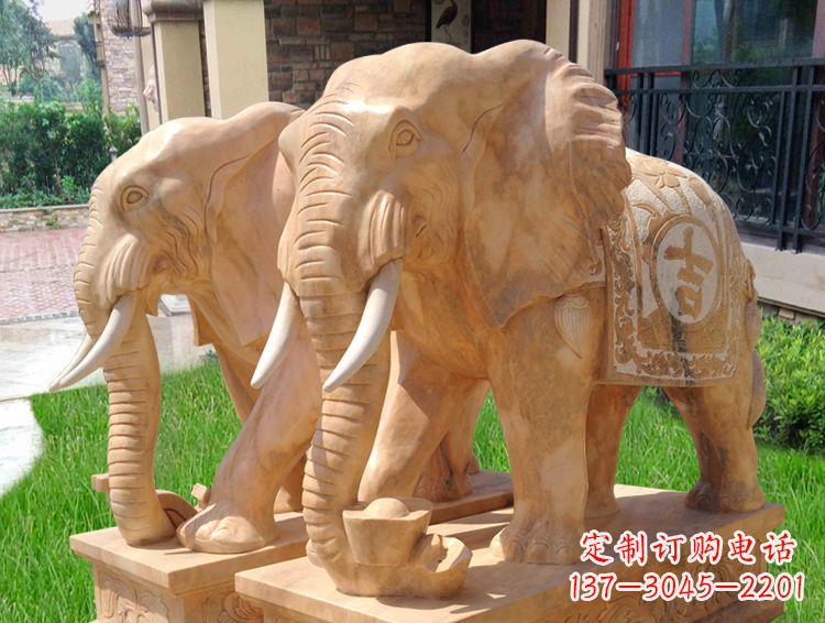 泰州石雕大象风水的精美雕塑