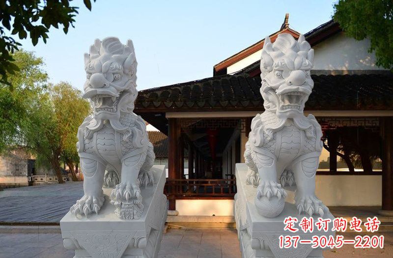 泰州精美汉白玉麒麟雕塑