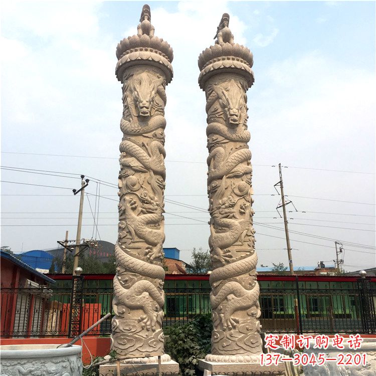 泰州石雕华表盘龙柱,雕塑工艺的精美展示