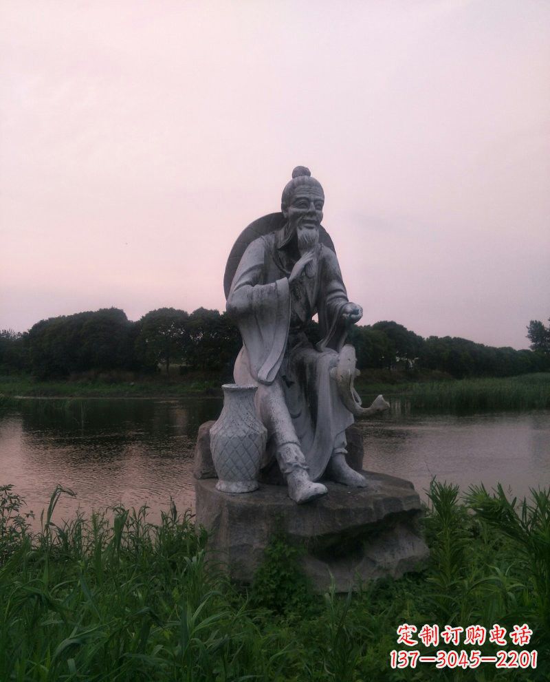 泰州美观大气的姜太公石雕鱼钓雕塑