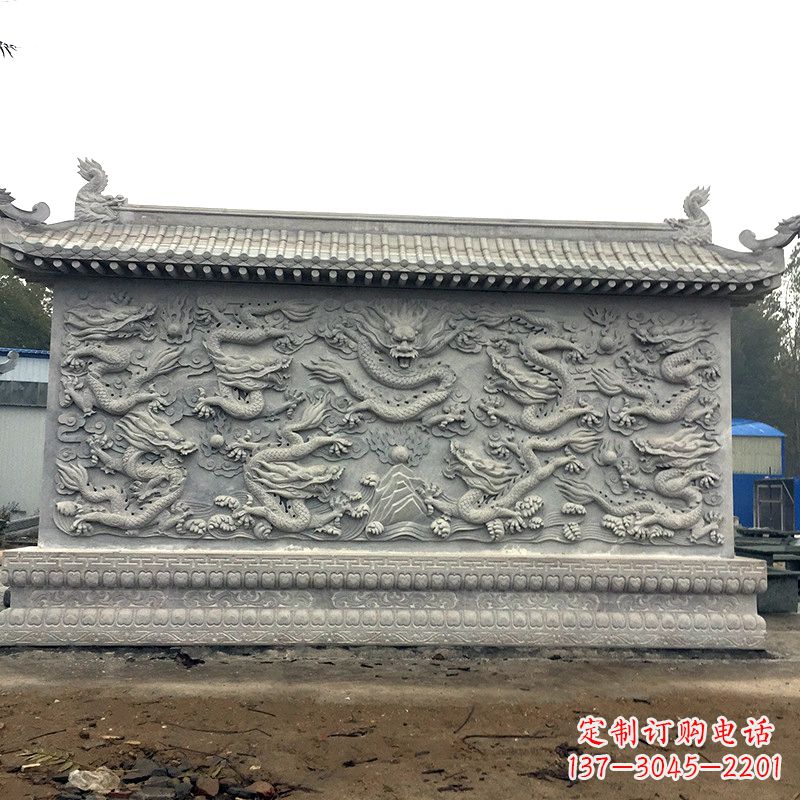 泰州中领雕塑:精美九龙壁雕塑,添彩寺庙庭院