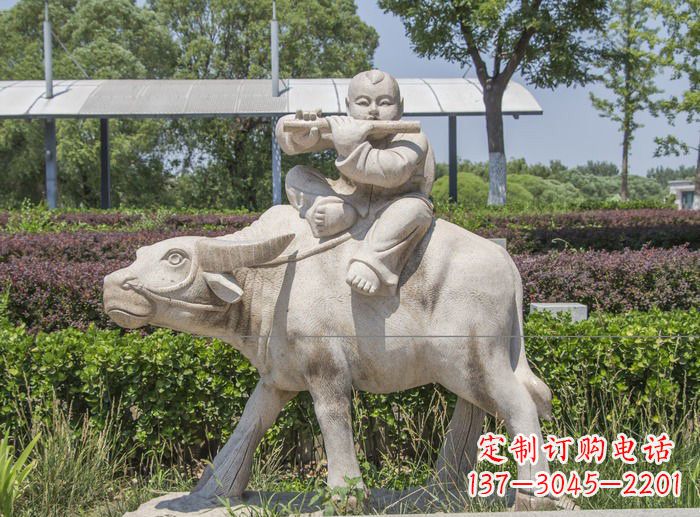 泰州石雕牧童牛雕塑,让传统气息永存