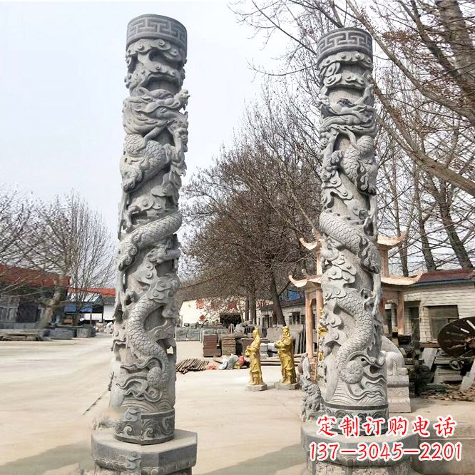 泰州中领雕塑传统工艺制作精美石雕盘龙柱