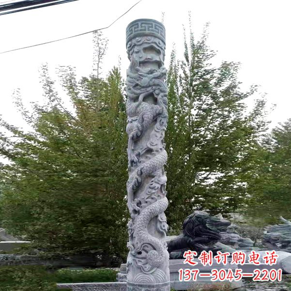 泰州华贵典雅的石雕盘龙柱雕塑