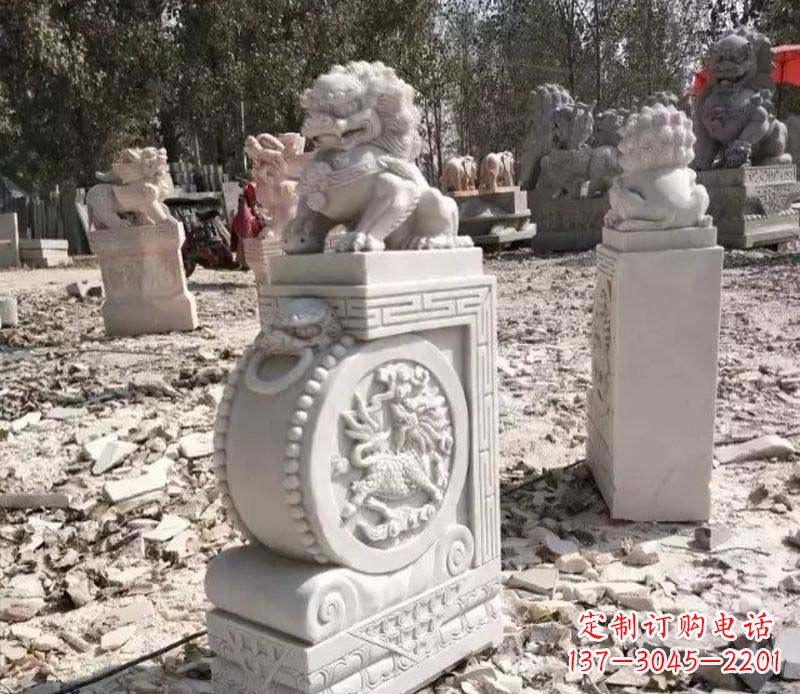 泰州石雕园林狮子抱鼓石