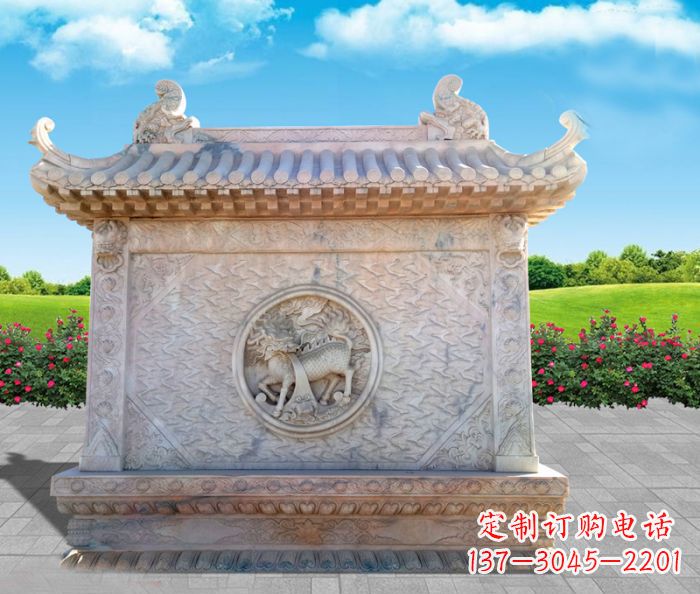 泰州石浮雕麒麟庭院影壁