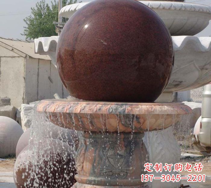 泰州石来运转小型风水球喷泉石雕