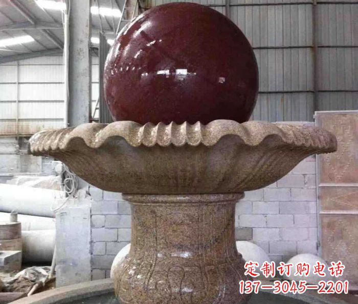 泰州石来运转小型风水球喷泉石雕 (2)