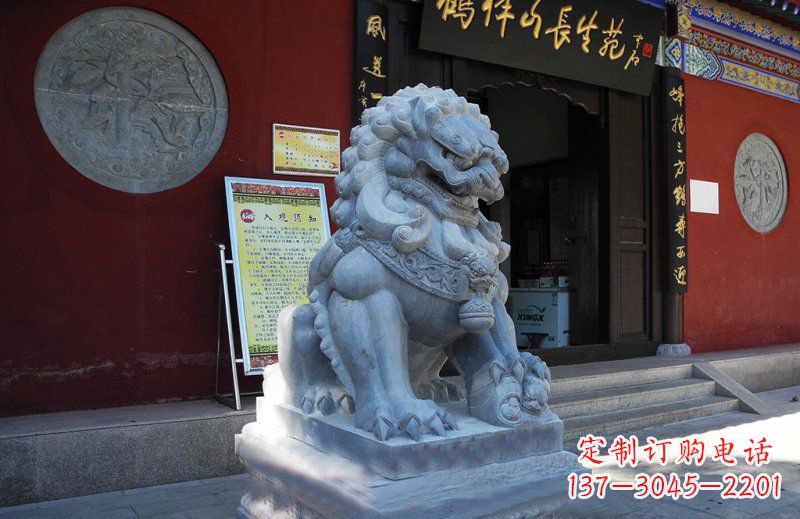 泰州石狮子寺庙门口石雕