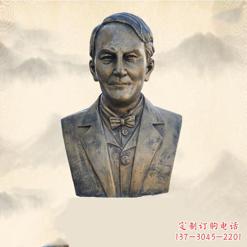 泰州世界名人爱迪生纯铜头像雕塑-学校校园名人系列雕塑