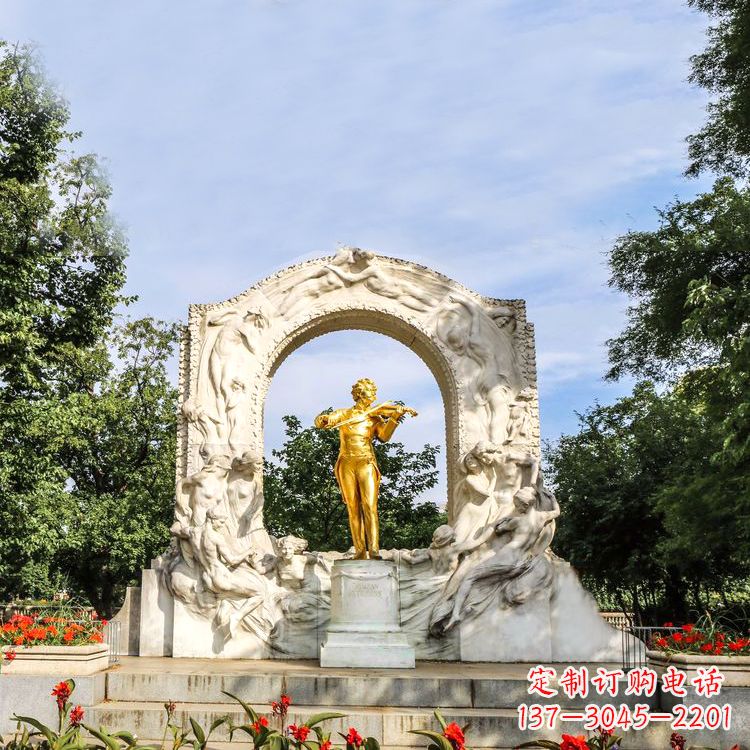泰州世界名人古典主义作曲家莫扎特公园铜雕像