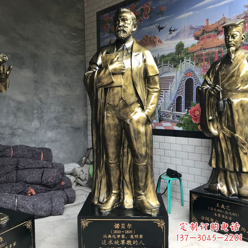 泰州世界名人瑞典著名化学家诺贝尔仿铜雕像