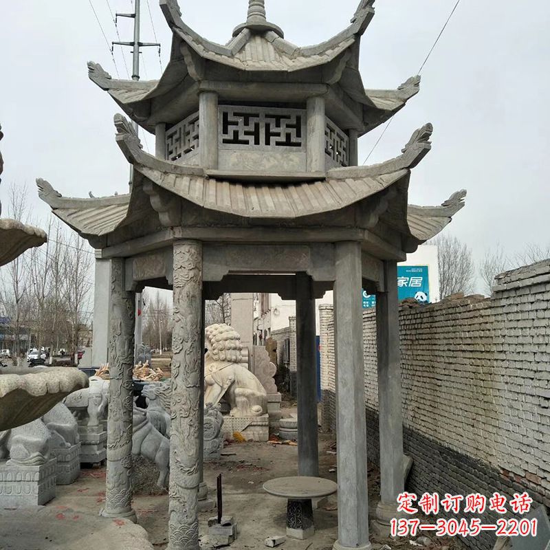 泰州双层大理石凉亭雕塑