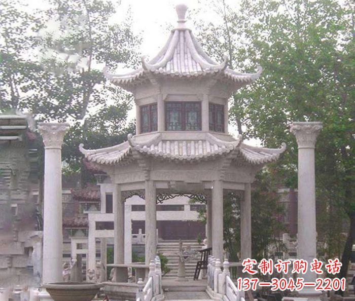 泰州双层仿古凉亭石雕 (3)