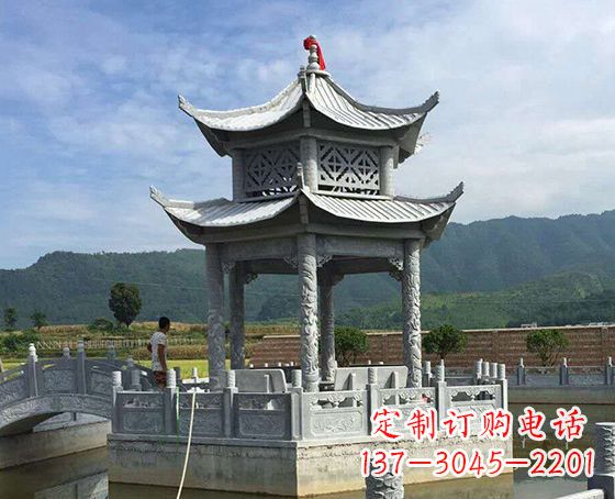 泰州双层仿古凉亭石雕_1