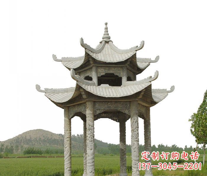 泰州双层仿古石雕凉亭