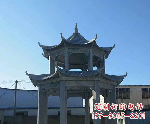 泰州双层仿古石凉亭石雕_1