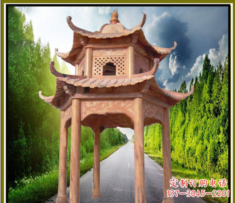 泰州双层凉亭园林石雕