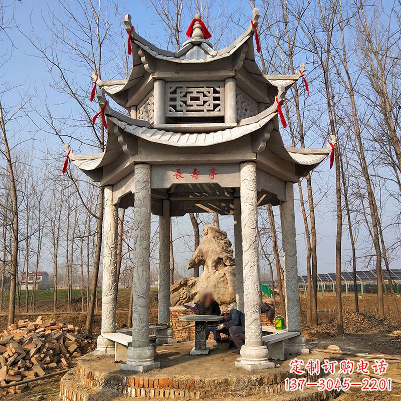 泰州双层六角石凉亭