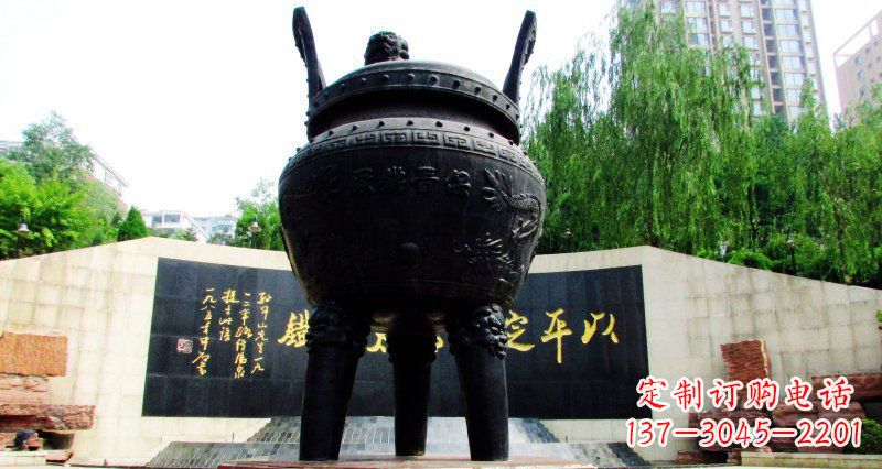 泰州双龙戏珠广场香炉铜雕景观雕塑