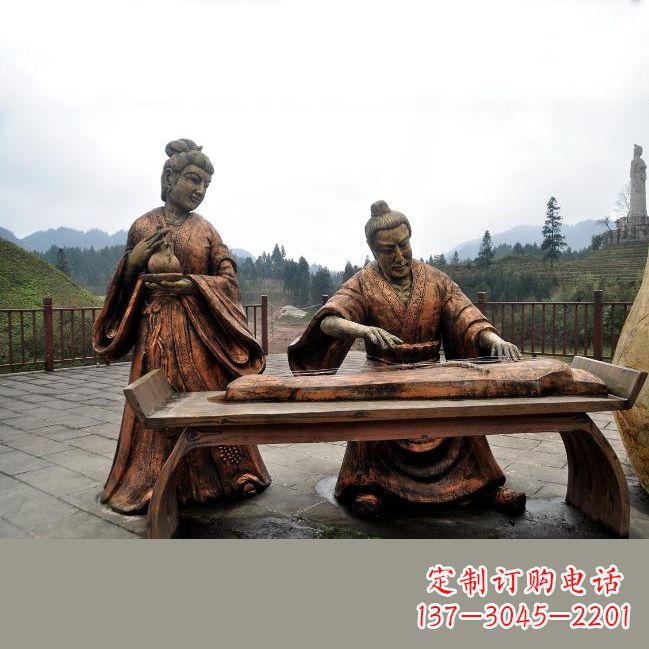 泰州司马相如与卓文君铜雕塑像-城市广场历史名人情景雕塑