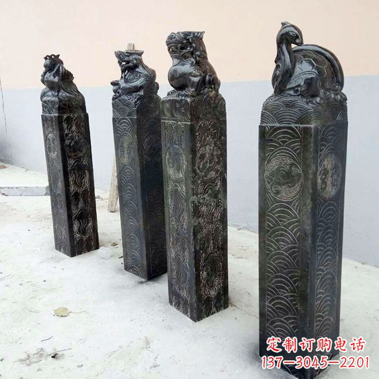 泰州四方神兽青石仿古栓马柱