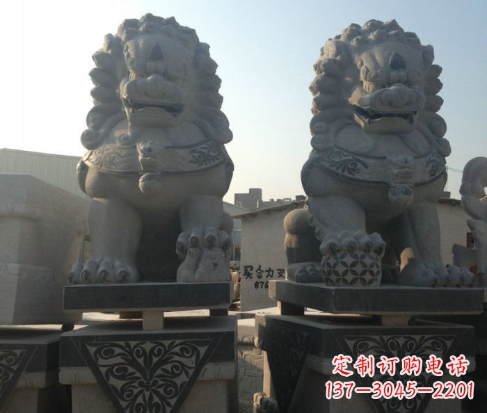 泰州寺庙景观仿古石狮子 (2)