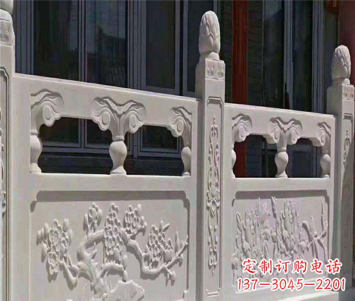 泰州寺庙景观汉白玉石浮雕栏板 (2)