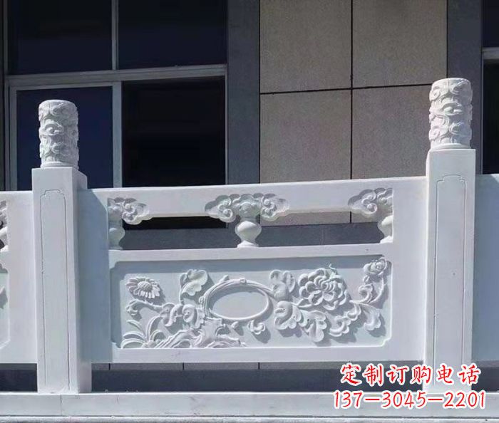 泰州寺庙景观汉白玉石浮雕栏板 (4)