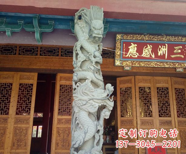 泰州寺庙景观龙柱石雕 (2)