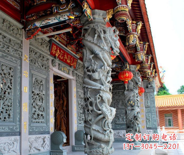 泰州寺庙景观龙柱石雕