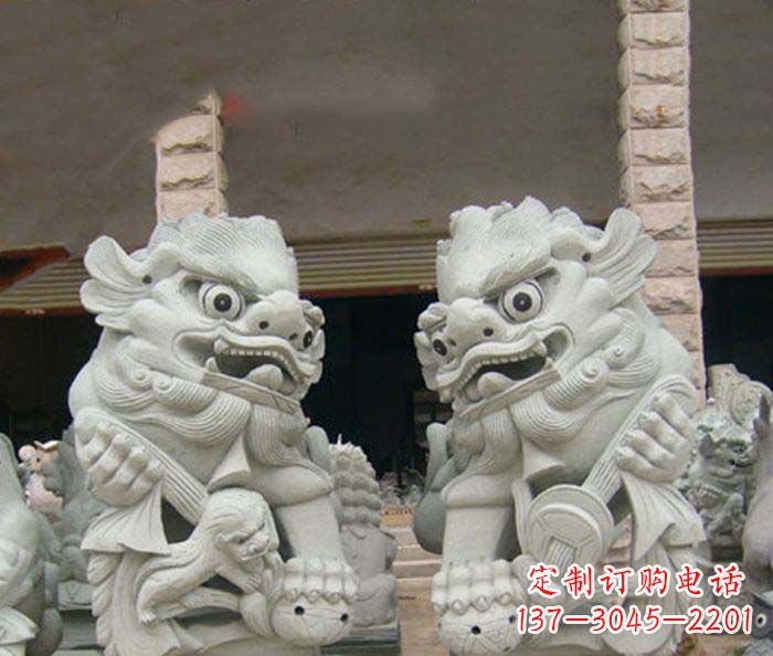 泰州寺庙景观南方狮子石雕 (2)