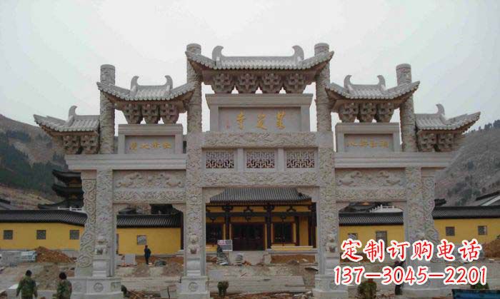 泰州寺庙景观三门五楼石牌坊